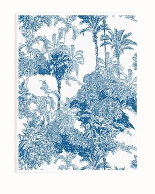 BLUE AND WHITE JUNGLE FOREST | ART PRINT