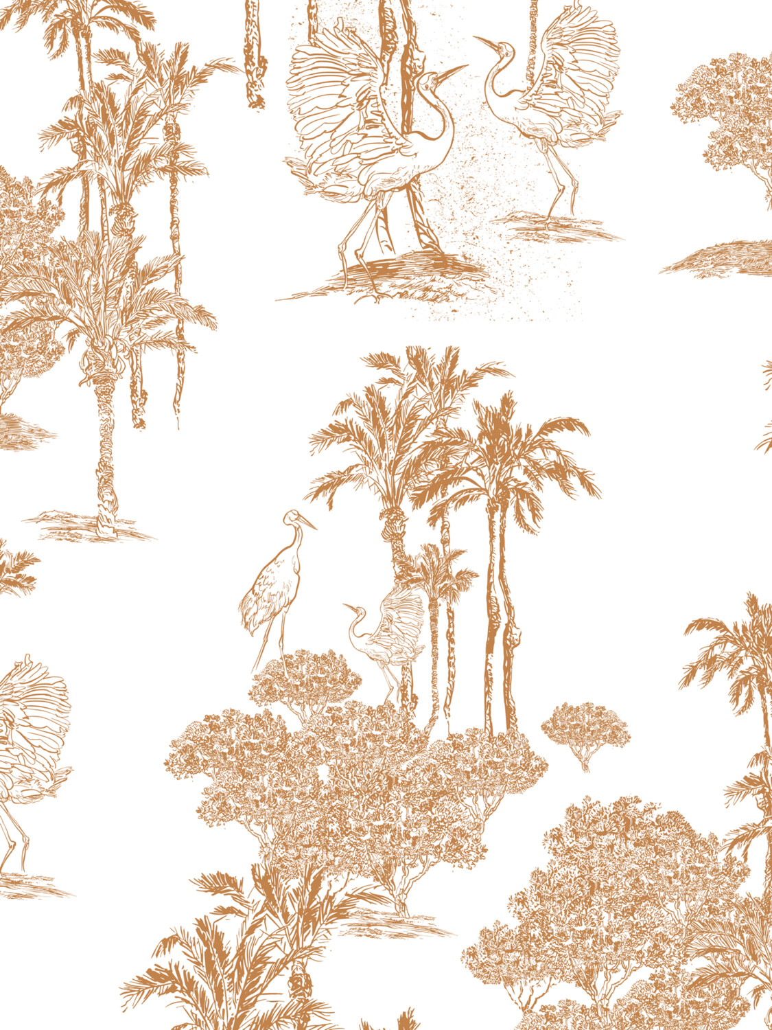 HERON BIRDS IN PALMS | SEAMLESS PATTERN
