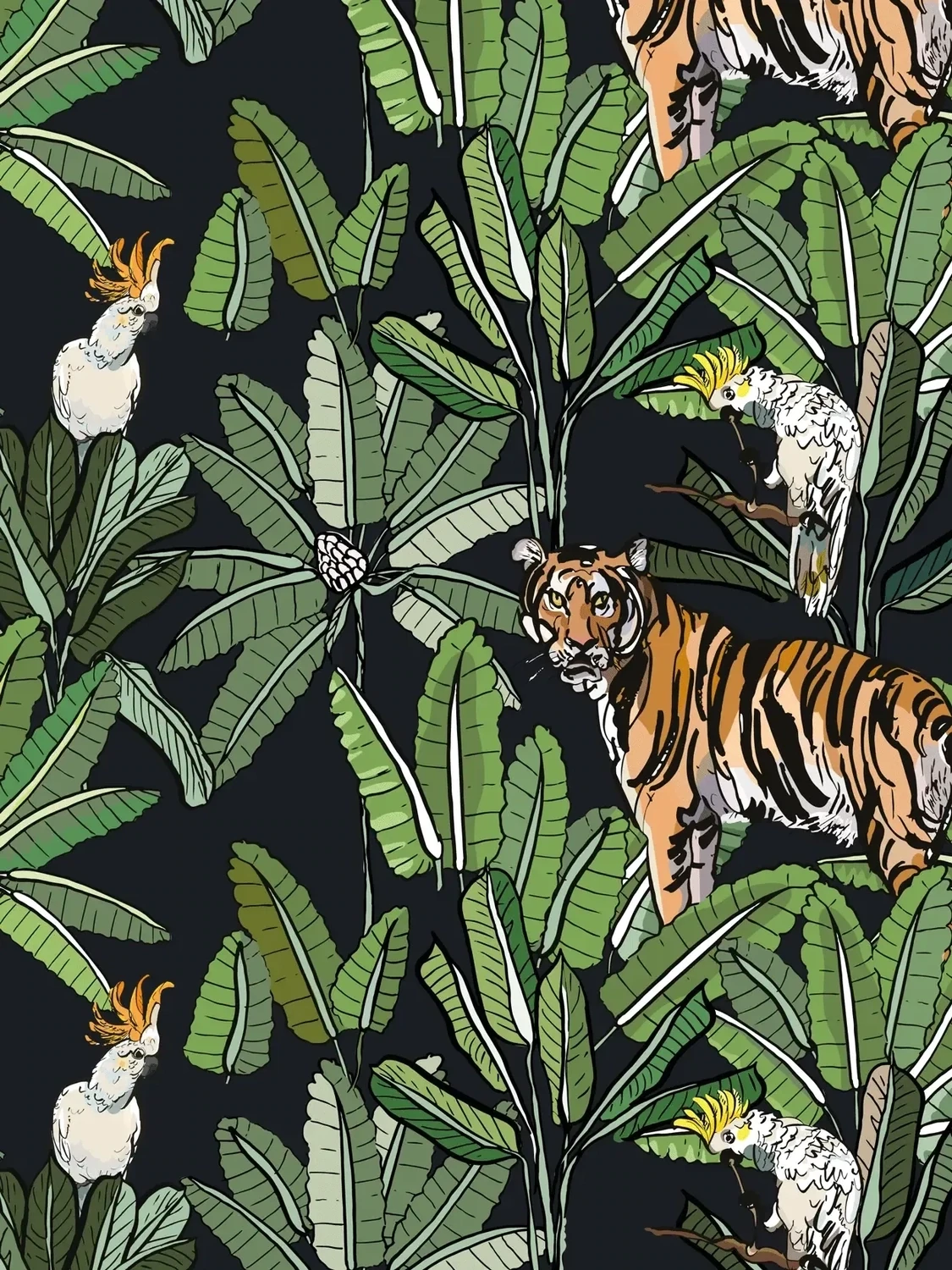 TIGERS IN PALMS | SEAMLESS PATTERN