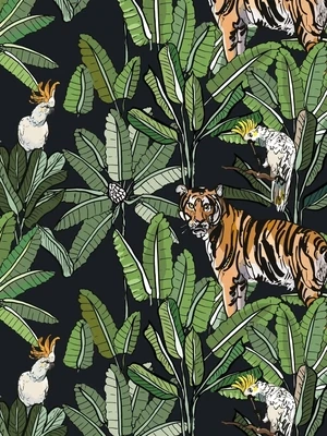 TIGERS IN PALMS | SEAMLESS PATTERN
