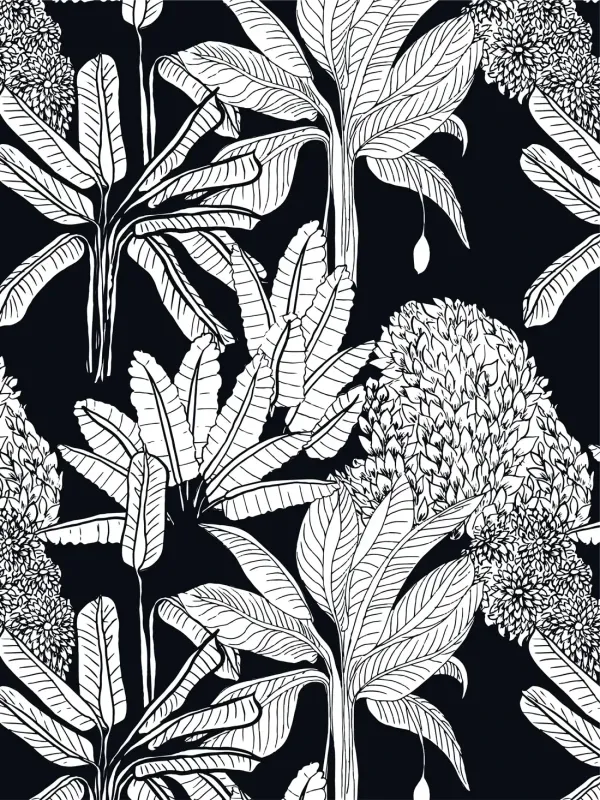 BLACK AND WHITE JUNGLE | SEAMLESS PATTERN