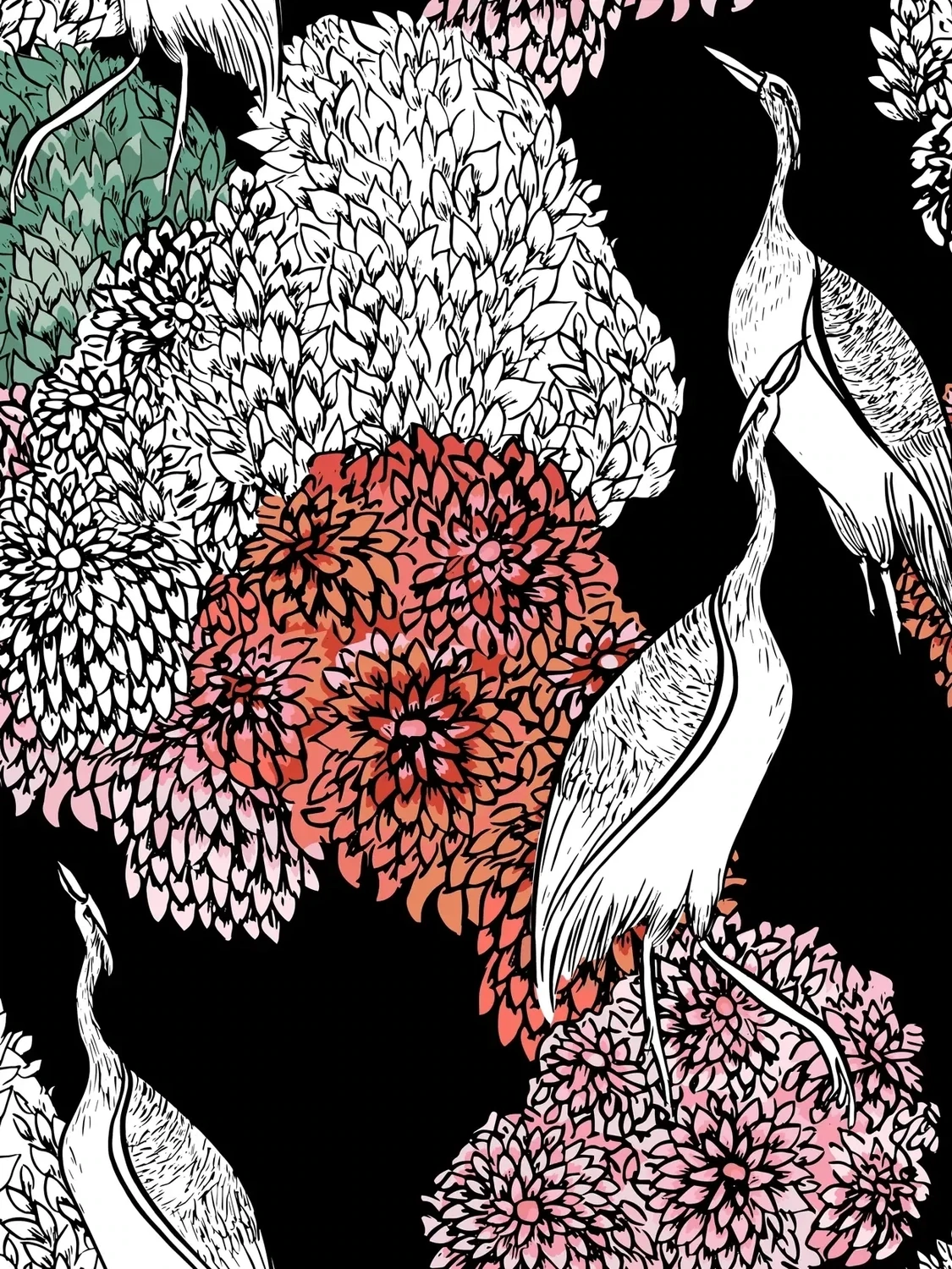 HERON BIRDS | SEAMLESS PATTERN HERON BIRDS | SEAMLESS PATTERN