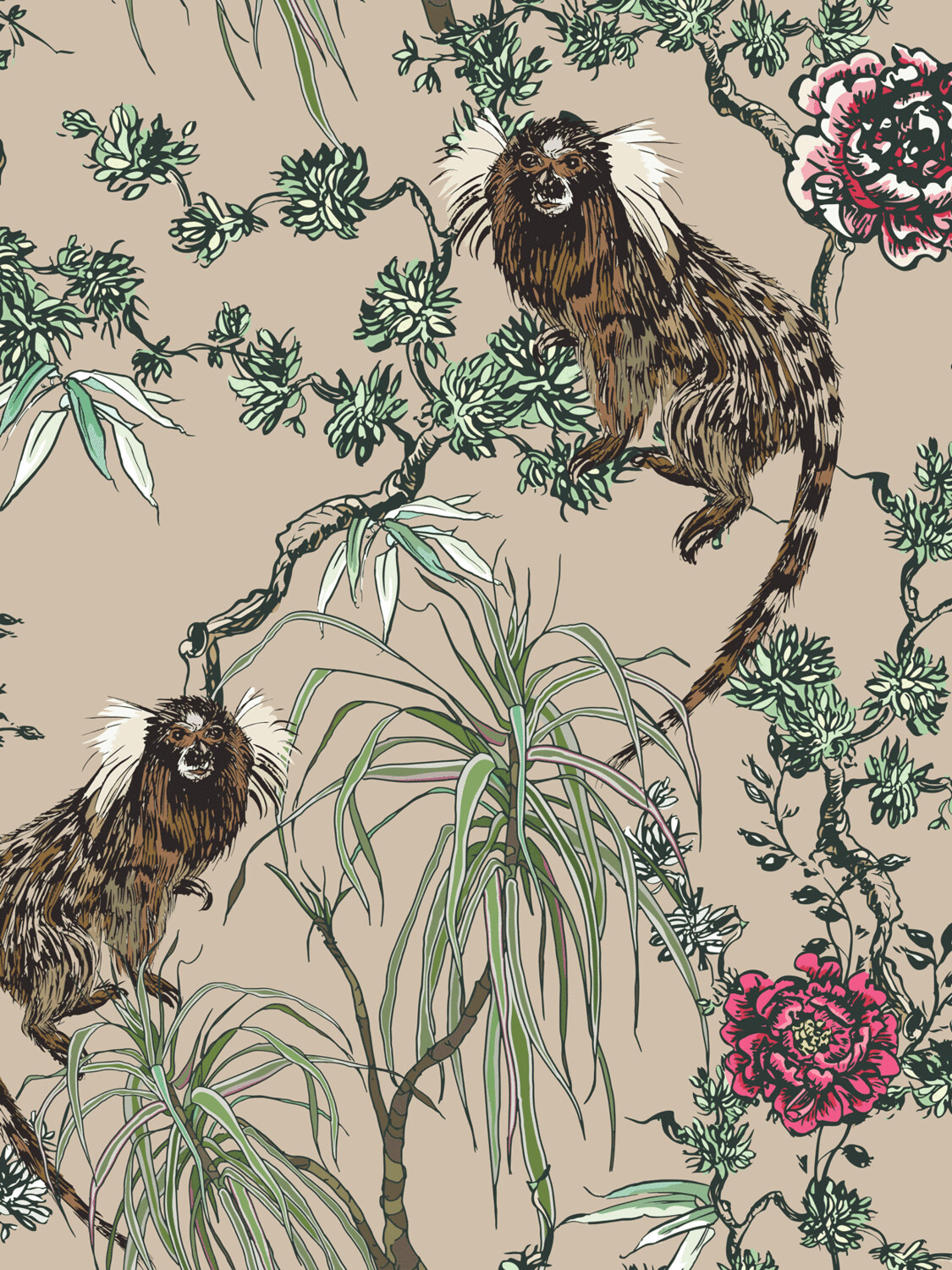 EXOTIC FANTASY MONKEYS | SEAMLESS PATTERN EXOTIC FANTASY MONKEYS | SEAMLESS PATTERN
