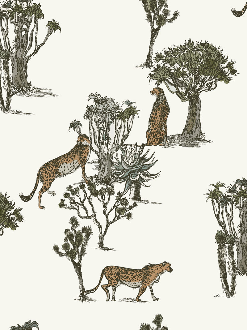 CHEETAHS AMONG SHRUBS | SEAMLESS PATTERN CHEETAHS AMONG SHRUBS | SEAMLESS PATTERN