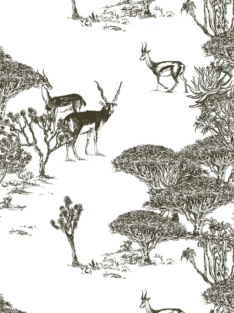 ANTELOPES IN AFRICAN SAVANNAH | SEAMLESS PATTERN ANTELOPES IN AFRICAN SAVANNAH | SEAMLESS PATTERN