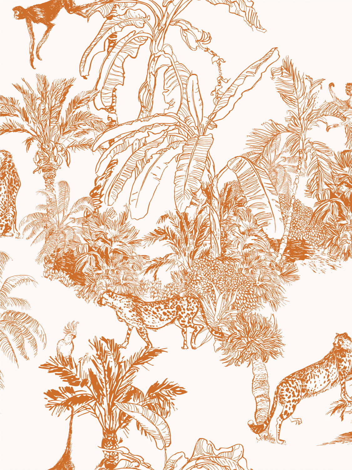WILD ANIMALS IN TROPICAL FOREST | SEAMLESS PATTERN WILD ANIMALS IN TROPICAL FOREST | SEAMLESS PATTERN