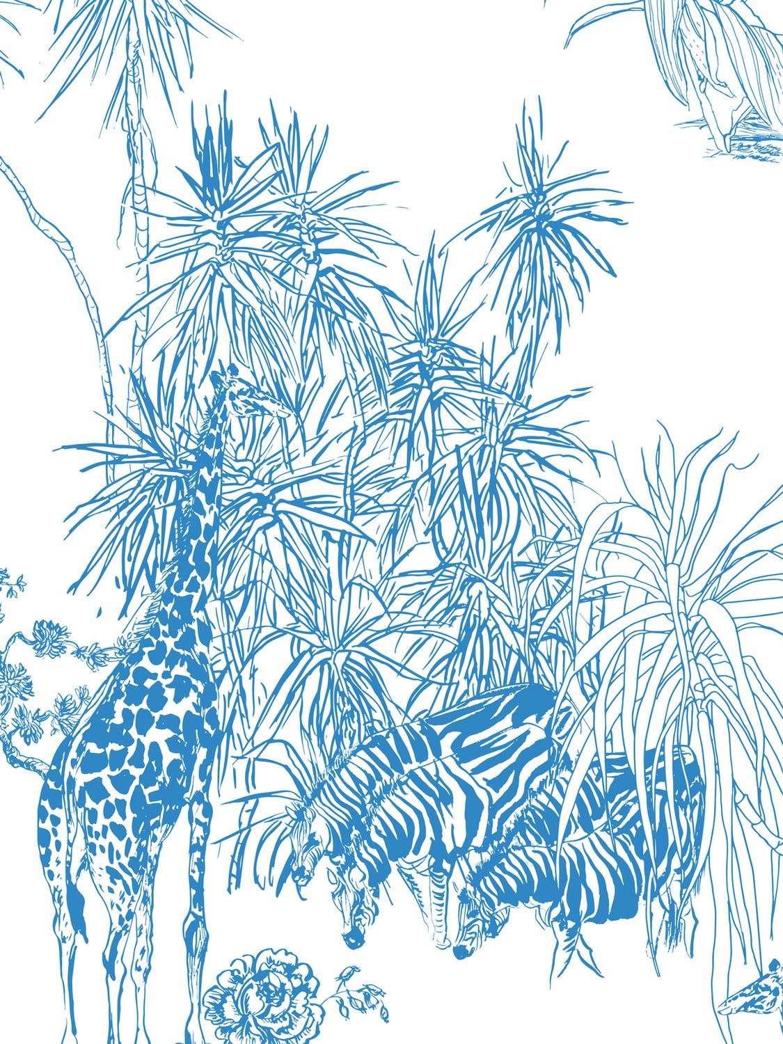 ZEBRAS AND GIRAFFES IN BOTANICAL LANDSCAPE | SEAMLESS PATTERN ZEBRAS AND GIRAFFES IN BOTANICAL LANDSCAPE | SEAMLESS PATTERN