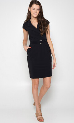Jurk Kort Revers Zip73 Zwart Jurk Kort Revers Zip73 Zwart