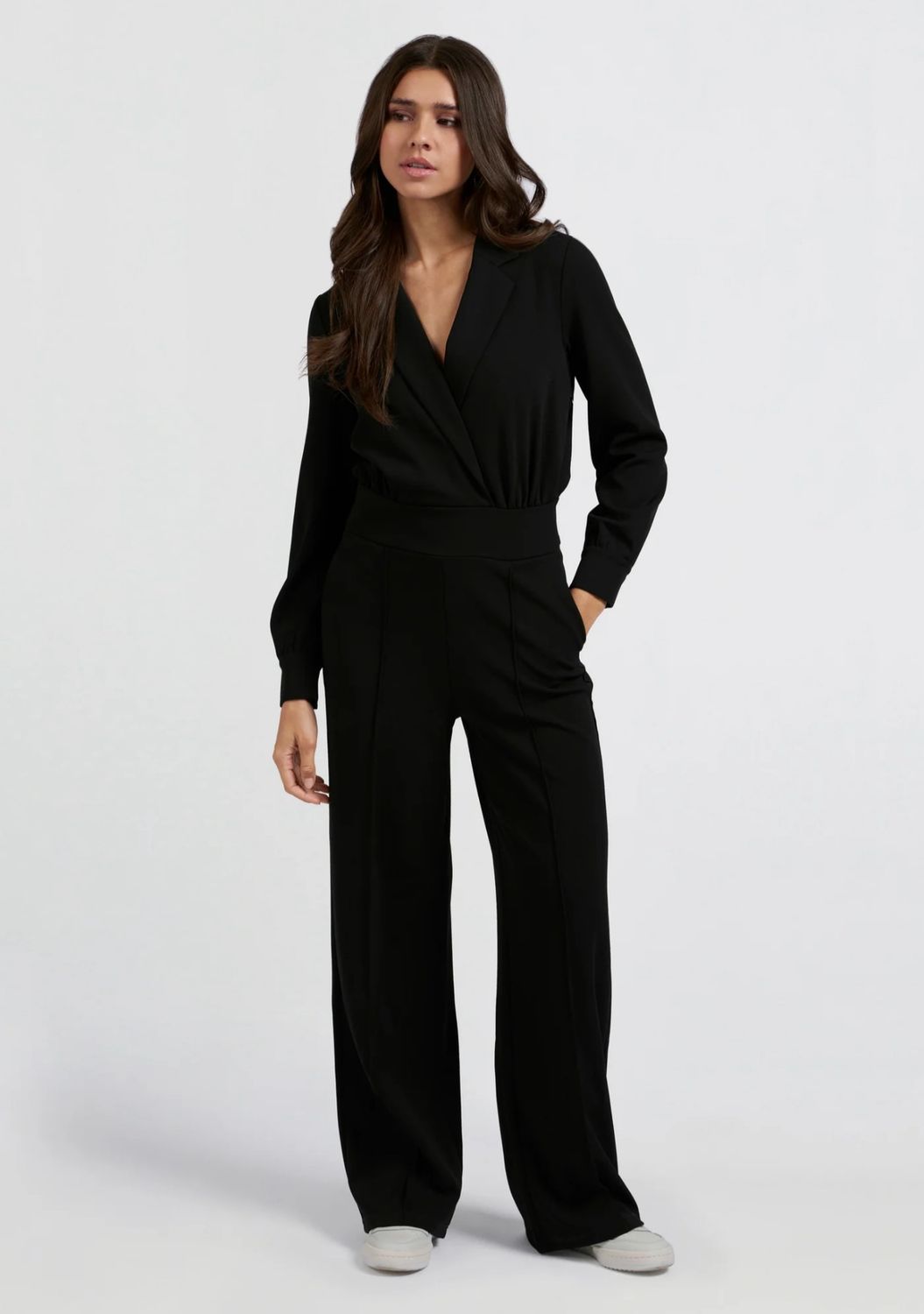Jumpsuit wijde pijpen YAYA 01-349015-409 zwart