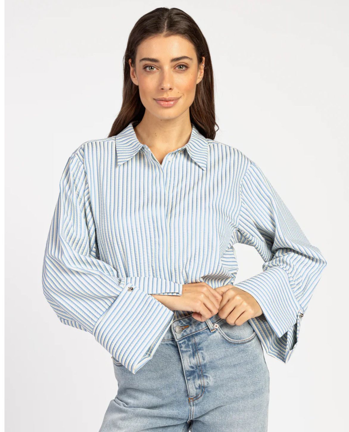 ELDA blouse blauw gestreept Aaiko
