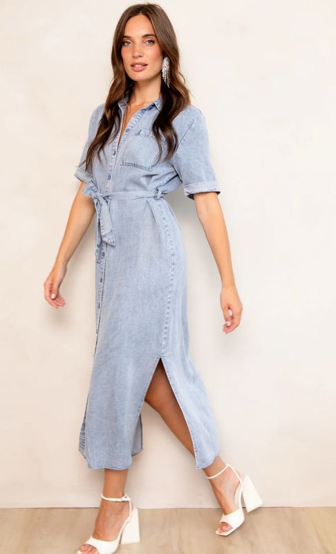 DAELIA Jurk Blauw tencel Freebird