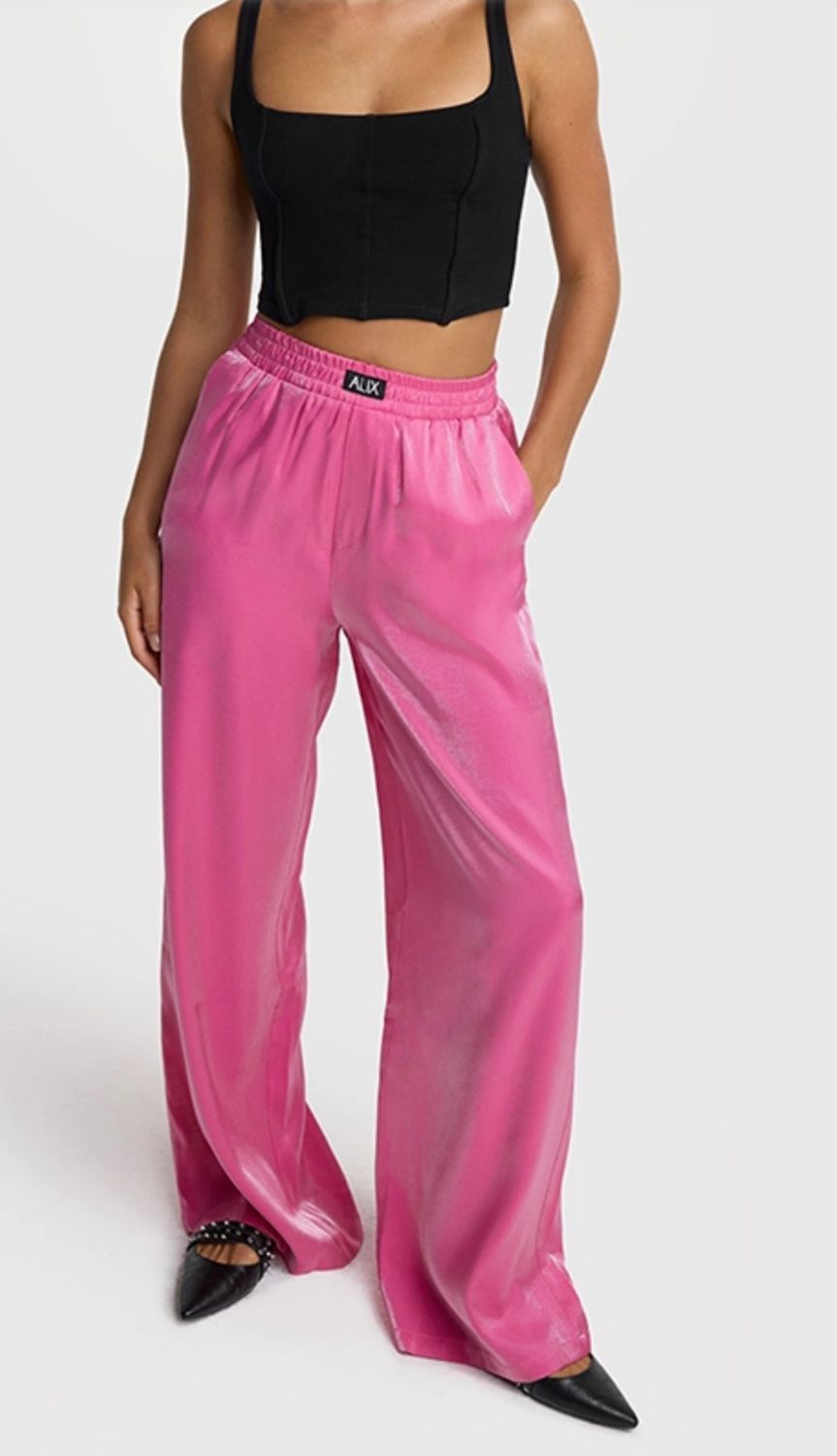 Broek Shine wide Alix The Label 2503139009 300 bright pink