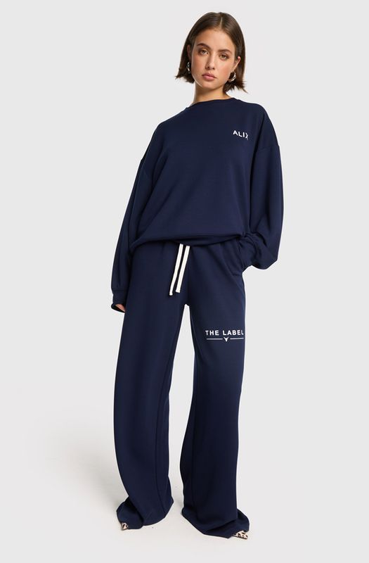 Wide leg scuba pants navy Alix The Label #2508160403