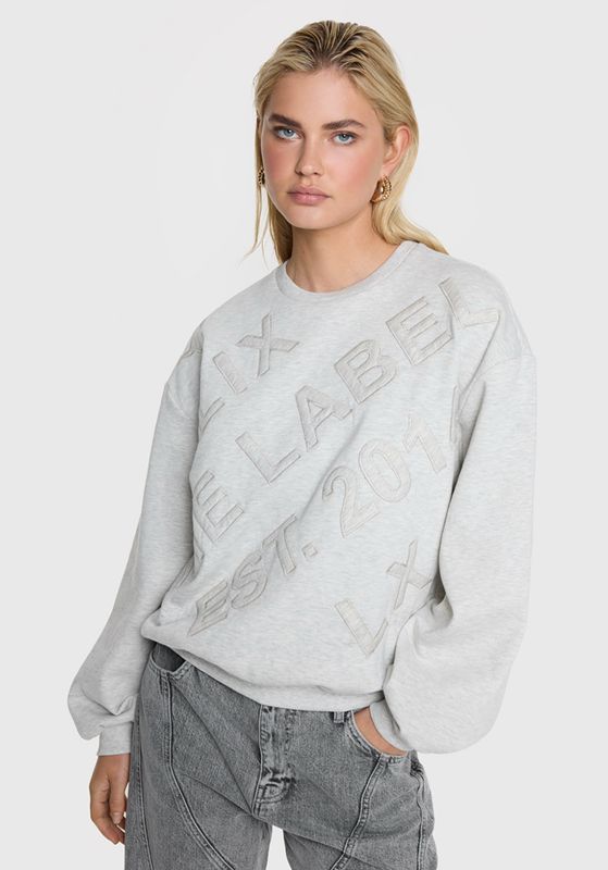 Text patches sweater light grey Alix the Label #2508863408