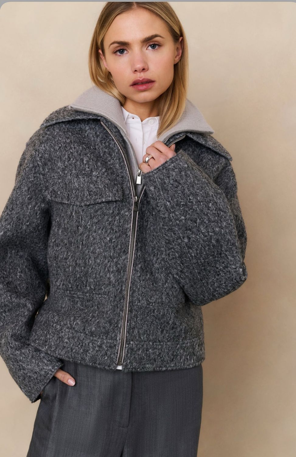 Short bouclé Jack YAYA grijs 02-001064-508