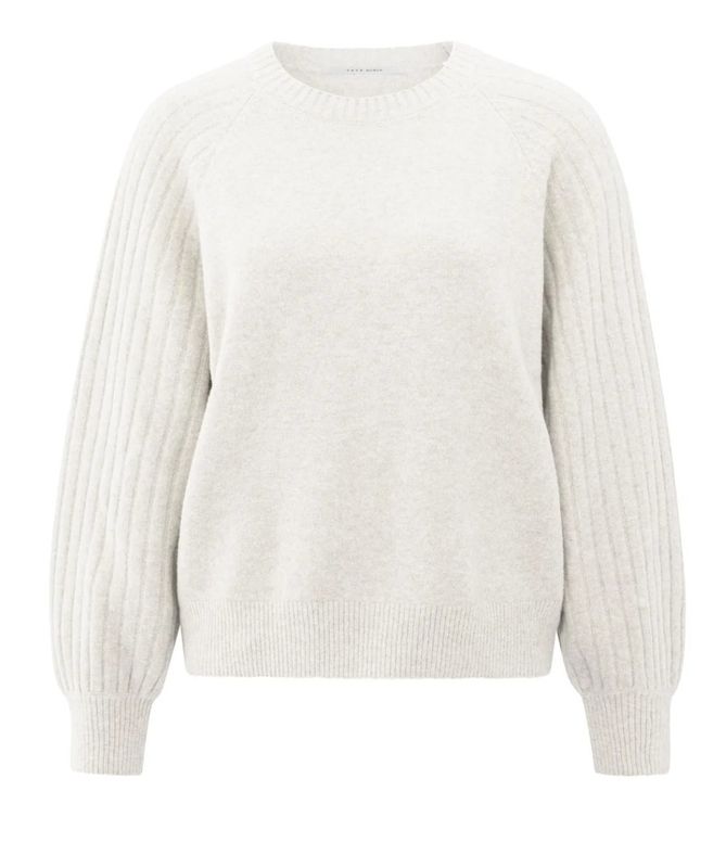 Trui met ribgebreide mouwen off-white YAYA zonder wol! 01-000410-509