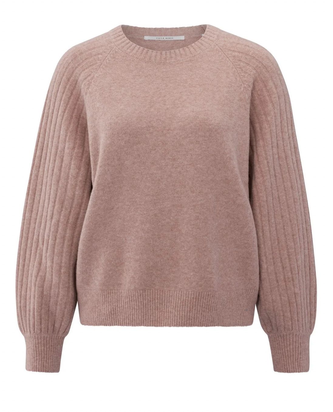 Trui met ribgebreide mouwen blush pink YAYA zonder wol! 01-000410-509