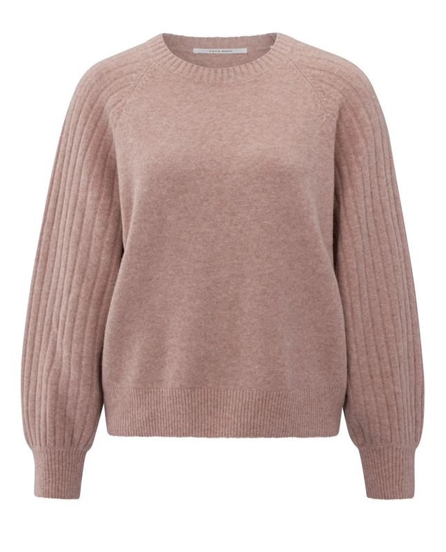 Trui met ribgebreide mouwen blush pink YAYA zonder wol! 01-000410-509