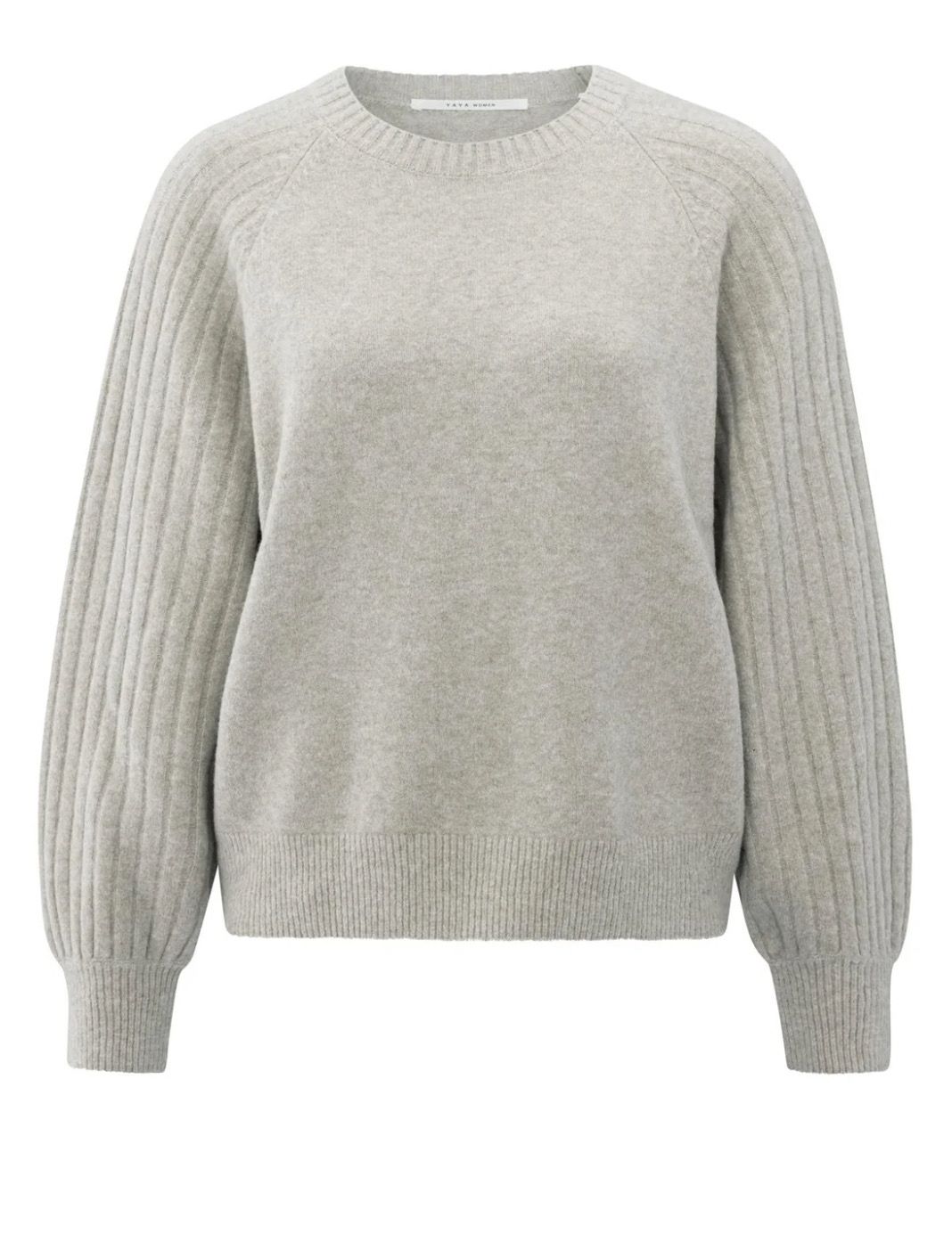 Trui met ribgebreide mouwen brownish grey YAYA zonder wol! 01-000410-509