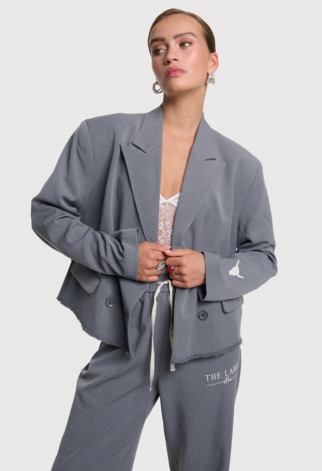 Double breasted blazer grijs Alix the Label #2509424328