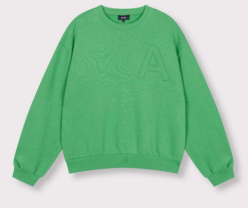 Embroidered A sweater bright green Alix the Label #2512887521 716