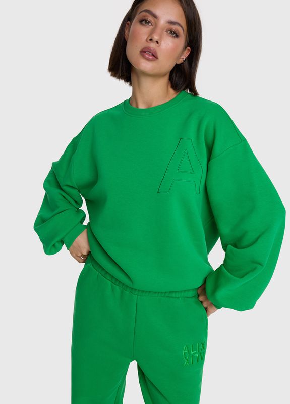 Embroidered A sweater bright green Alix the Label #2512887521 716
