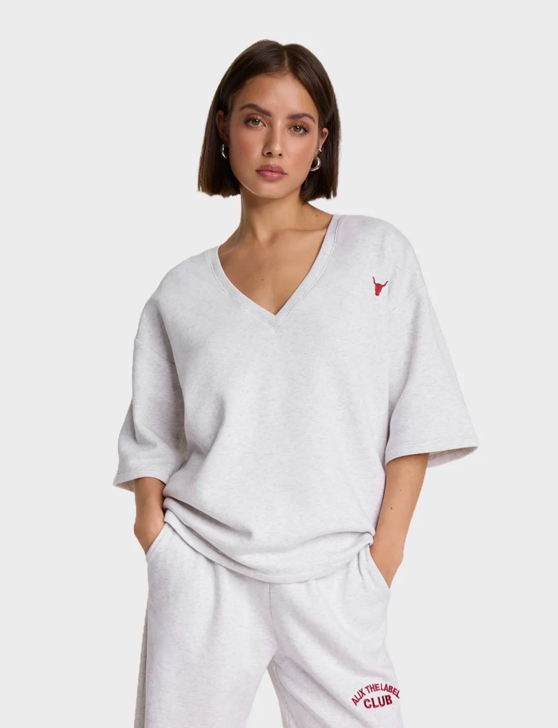 Shortsleeve sweater licht grijs Alix the Label #2603873597 852