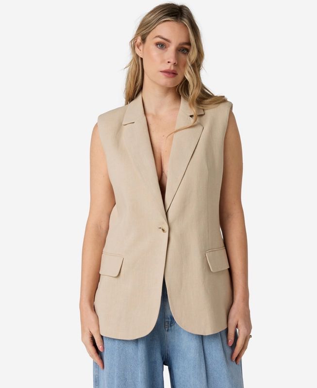 Tarika ostra beige mouwloze blazer Ibana