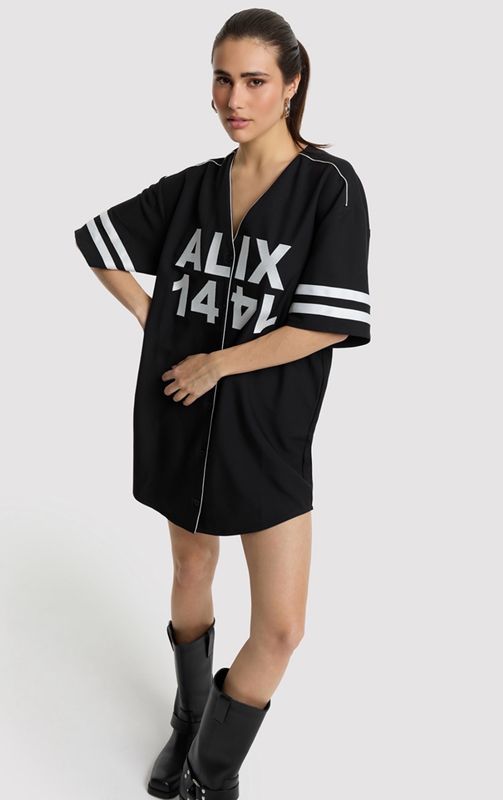 Baseball shirt dress zwart Alix the Label 2604335682