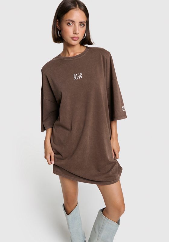 Tshirt dress bruin Alix the Label #2604354707