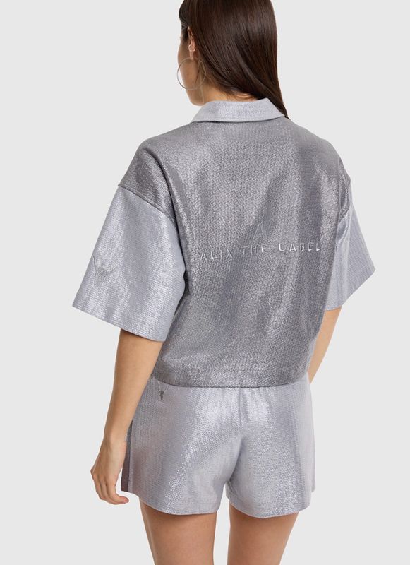 FOIL cropped blouse Alix the Label #2606915720 light grey