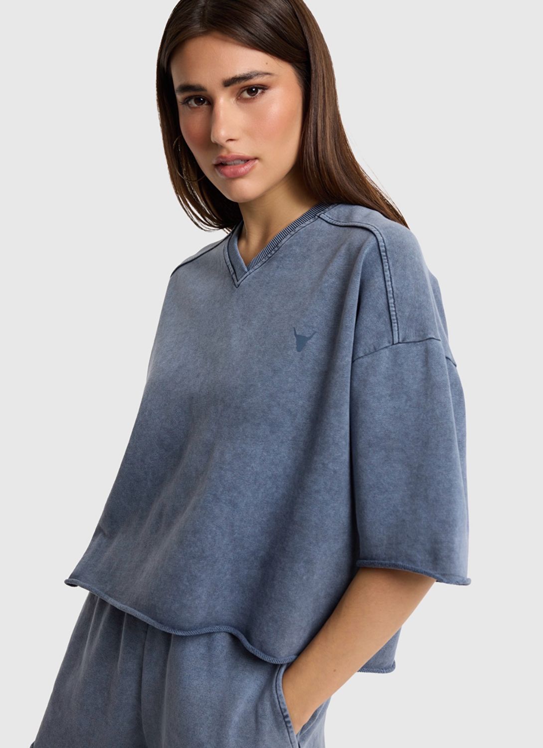 Cut seam sweat T-Shirt navy Alix The Label #2606844797