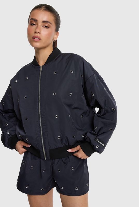 Ladies woven eyelet bomber Alix the Label #2607402721 navy