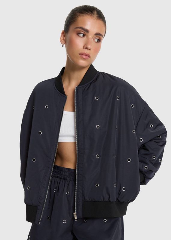 Ladies woven eyelet bomber Alix the Label #2607402721 navy
