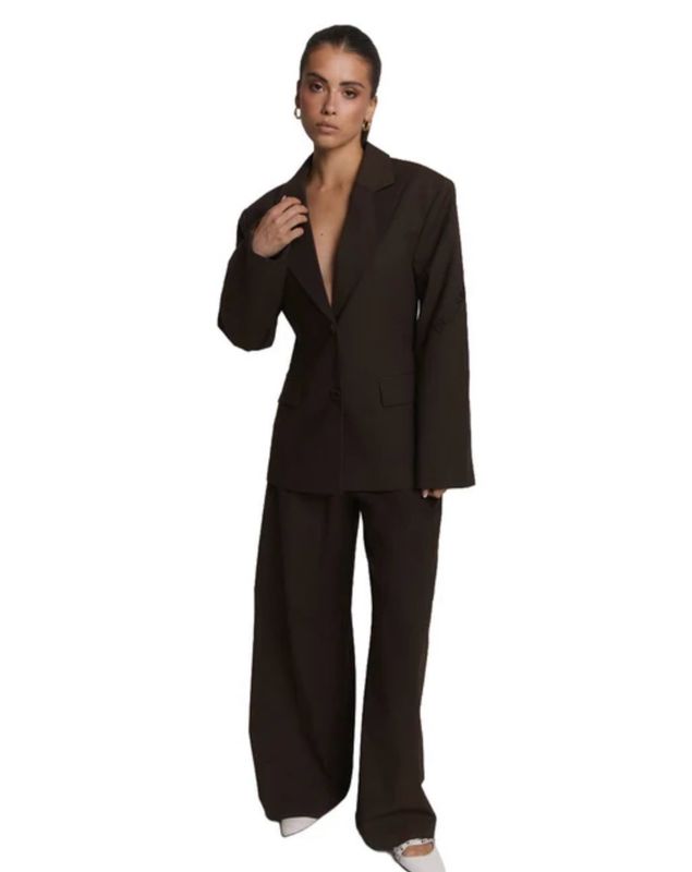 Wide leg pantalon Alix the Label 2608136875-664 deep brown