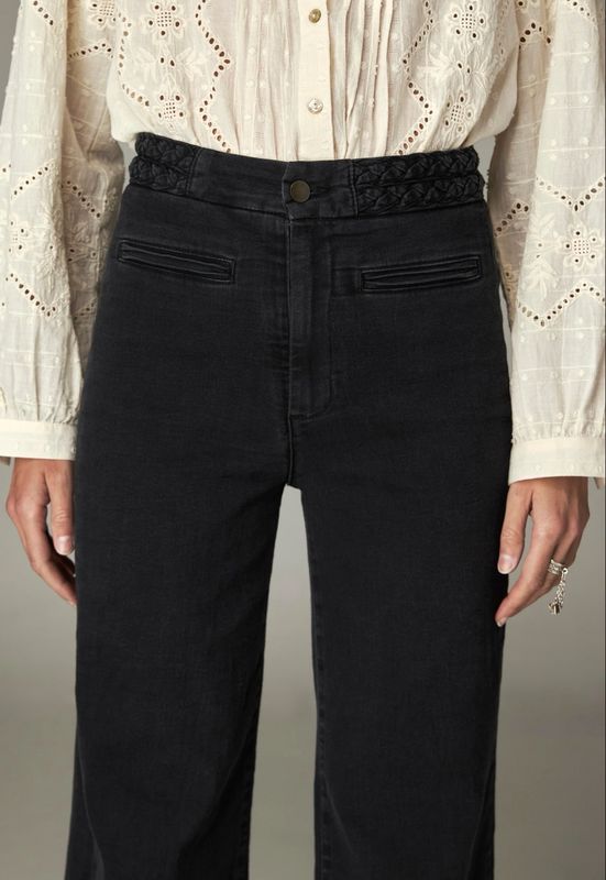 Maison Hotel Ross Pant Iron Maiden | Zwarte Wide-Leg Broek