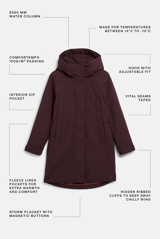 Elvine Eline Winterjas Wine | Bordeauxrode Dames Parka