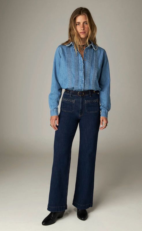 Maison Hotel Giuletta Wide-Leg Jeans – Dark Denim