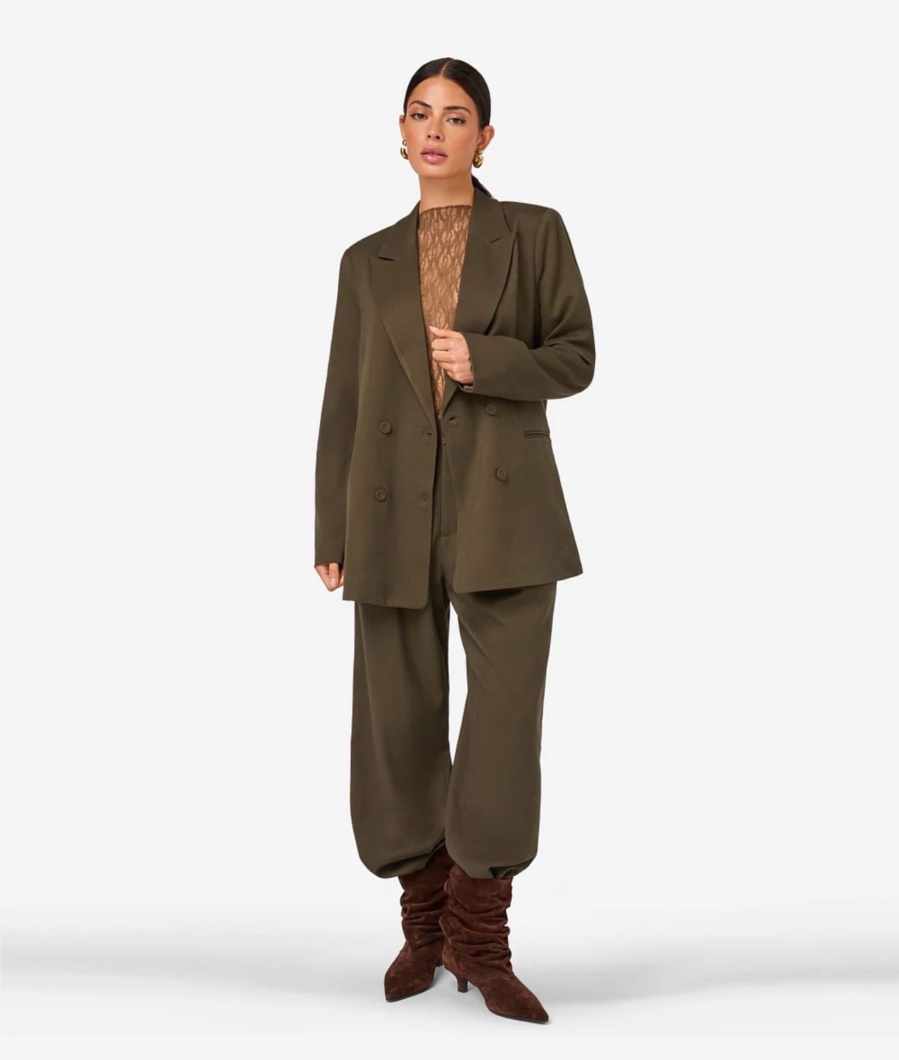 IBANA Joana Dark Utility Oversized Blazer – Olijfgroen