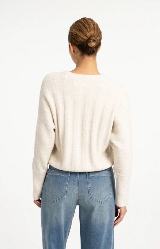 YAYA Trui met vleermuismouwen en trekkoord – 01-000631-609 off-white