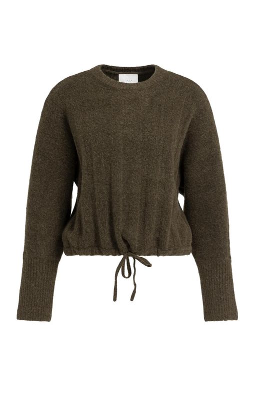 YAYA Trui met vleermuismouwen en trekkoord – 01-000631-609 slate brown