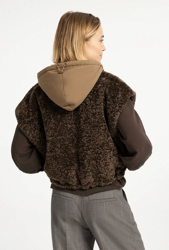 YAYA Reversible Teddy Bodywarmer – Slate Black Brown 02 021009-609