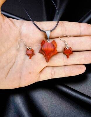 Necklace and earrings, in the shape of a fox