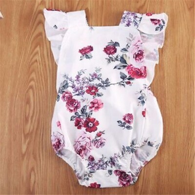 Baby Unisex Basic Floral Sleeveless Romper White / Toddler