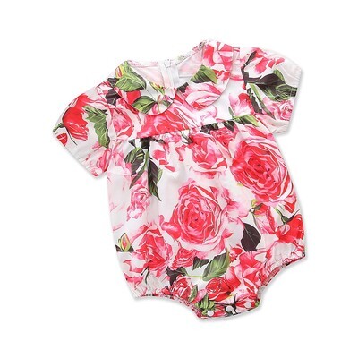 Baby Girls' Active / Basic Daily / Holiday Floral / Print Artistic Style / Printing Short Sleeves Romper Blushing Pink / Toddler