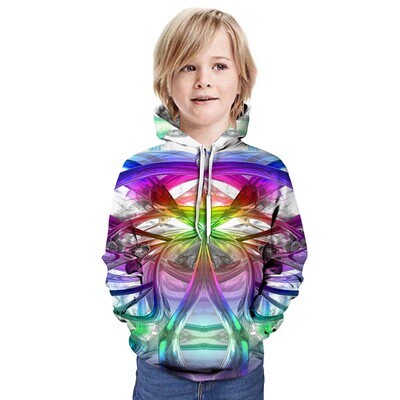 Kids Boys' Active Street chic 3D Patchwork Print Long Sleeve Hoodie & Sweatshirt Rainbow