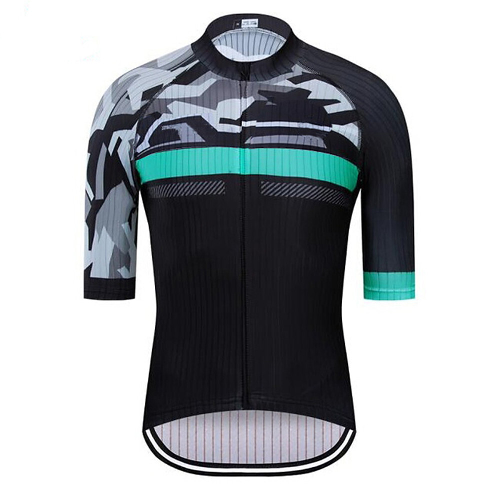 21Grams Men's Short Sleeve Cycling Jersey 100% Polyester Gray+White Jacinth +Gray Gray+Green Stripes Bike Jersey Top Mountain Bike MTB Road Bike Cycling UV Resistant Breathable Quick Dry Sports