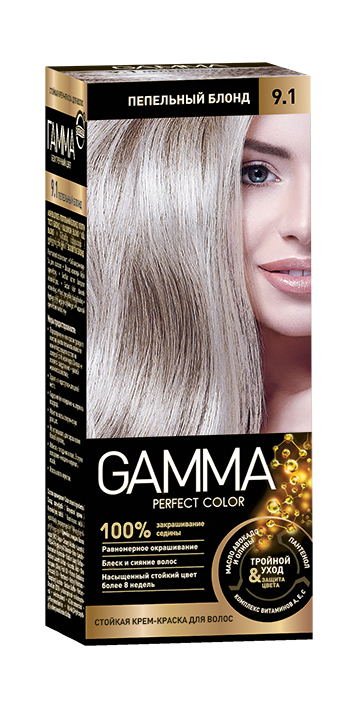 Краска для волос "GAMMA Perfect color" пепельный блонд, 9.1