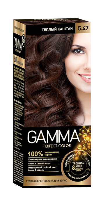 Краска для волос "GAMMA Perfect color" тёплый каштан, 5.47