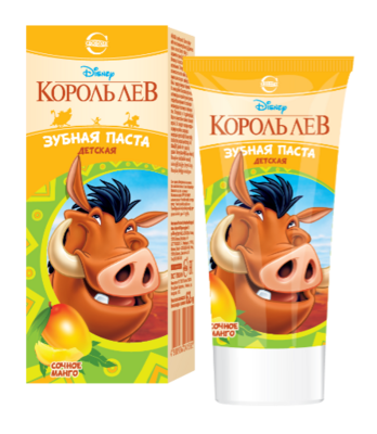 Детская зубная паста "Король Лев" с ароматом сочного манго 2+, 62г